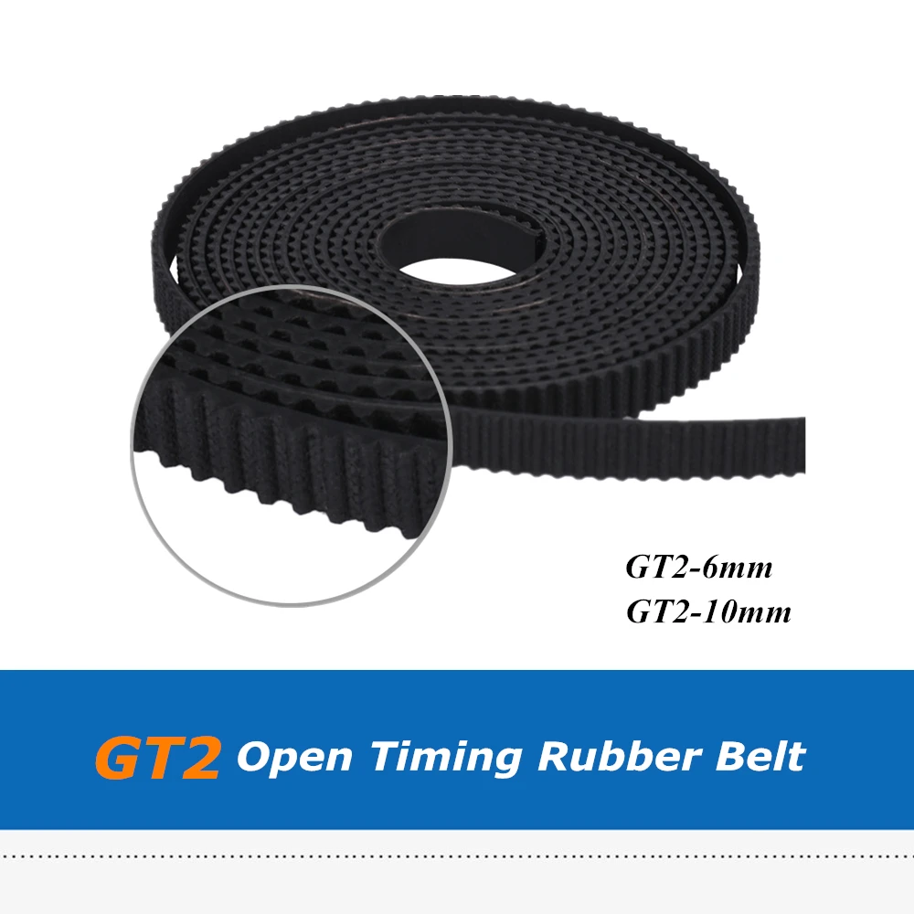 GT2 Open Timing Belt For 3D Printer, 5 Meters (16.4 Ft) Length Open Belt 2mm Pitch 6mm Width Rubber Fiberglass Reinforced For RepRap Prusa I3 3D