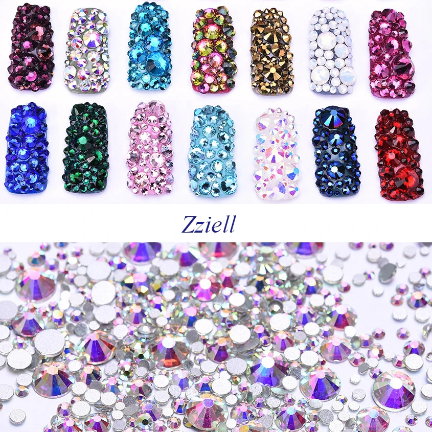 

Zziell ss2-ss50&Mix size Crystal AB Nail Art Rhinestone SMC Non Hotfix For Nail Art Phone Case Clothing