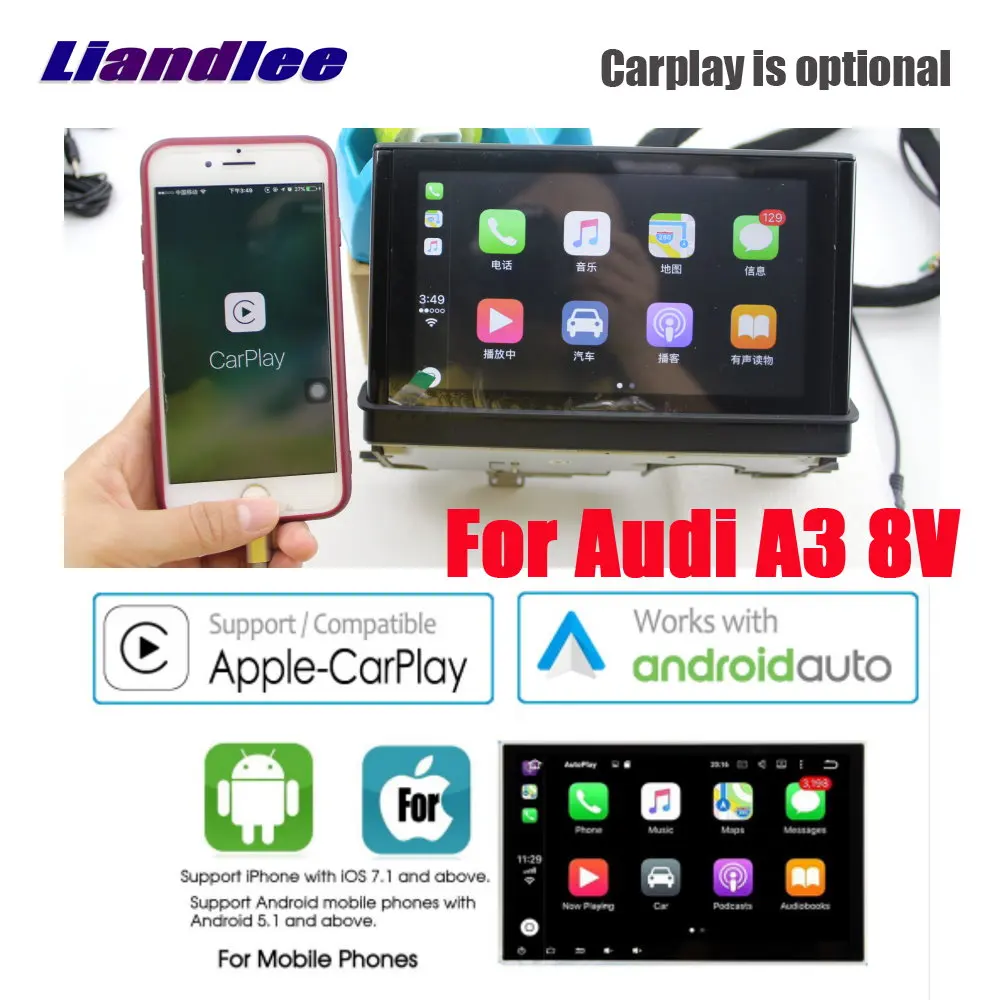 Liandlee Android для Audi A3 8V 2012~ автомобильный стиль Carplay Зеркало Ссылка плеер камера экран карта gps Navi навигация - Цвет: For A3-Carplay