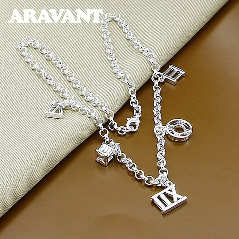 

925 Silver Necklaces Roman Number Chains Necklaces For Women Jewelry Gifts