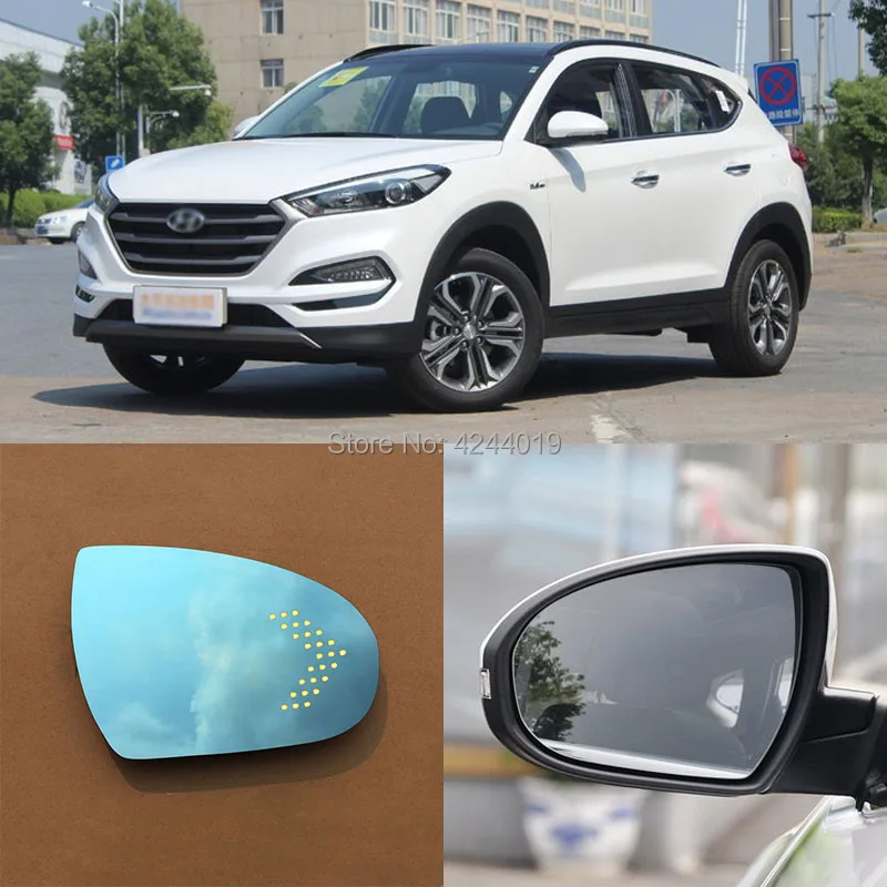 SmRKE для автомобиля hyundai Tucson зеркало заднего вида широкий угол Гипербола синий зеркало стрелка светодиодный поворотные сигнальные огни
