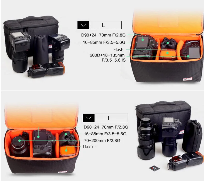 Roadfisher водонепроницаемый протектор фотографии камера сумка для переноски вставки перегородки чехол подходит DSLR SLR объектив Canon Nikon sony