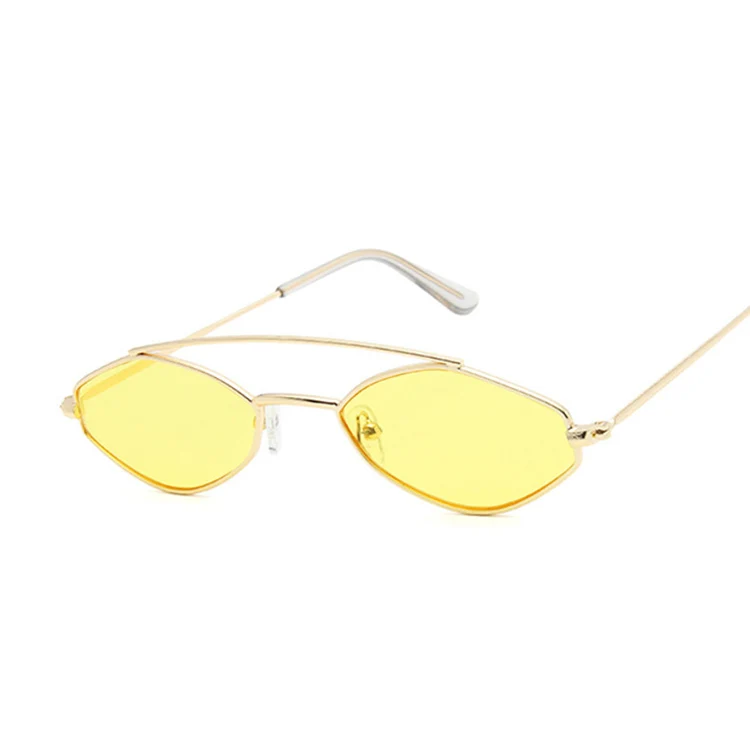 Милые сексуальные женские солнцезащитные очки кошачий глаз, Женская металлическая оправа, Модные Винтажные градиентные солнцезащитные очки для женщин, UV400 оттенки - Цвет линз: GoldYellow