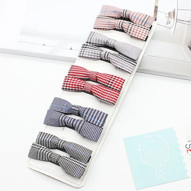 

10pcs/lot Women Cloth Houndstooth Plaid Bow Hairpins 2019 Fashion Hair Clips Barrettes Hairgrips Girls Headwear Hair Accessories