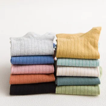 

Women Boat Socks Autumn New Style Socks 10 Colors Cotton Vertical Stripe Dark Line Simple Boat Socks WomenSC030-5pairs