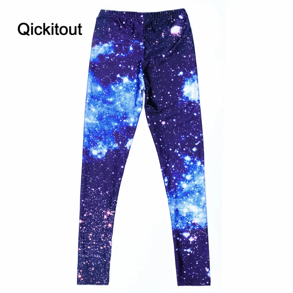 Горячая новинка женские сексуальные Вселенная Галактика синие штаны-леггинсы с принтом Эластичность Мода Космический галстук краситель молочный шелк S-XL