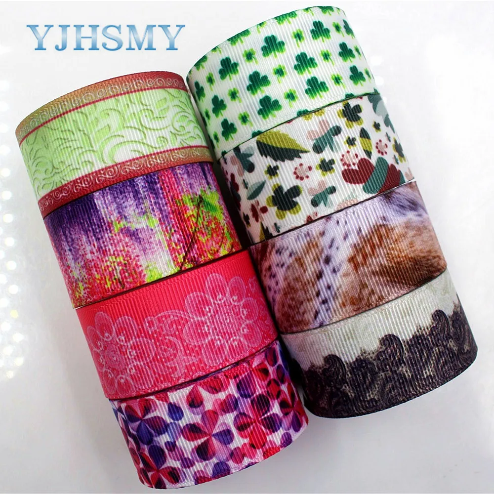 

YJHSMY D-171208-415,10 yards, 25 mm Flowers Printed grosgrain ribbons,DIY handmade Hair accessories Material wedding gift wrap