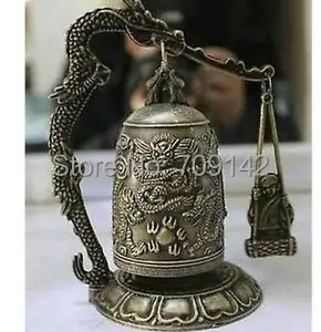 

Exquisite old Tibetan Handwork Chinese Bronze Brass sculpture Dragon Buddhism pray Bell Antique Men's Traditional