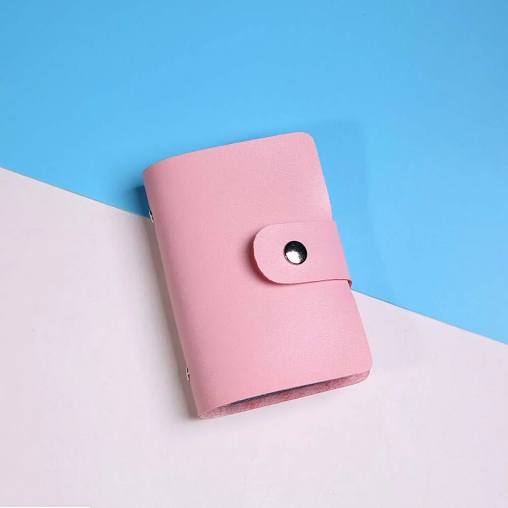 Модный популярный мужской женский кожаный кредитный держатель для карт чехол держатель для карт Кошелек Визитная карточка Удобные сумки - Цвет: Pink
