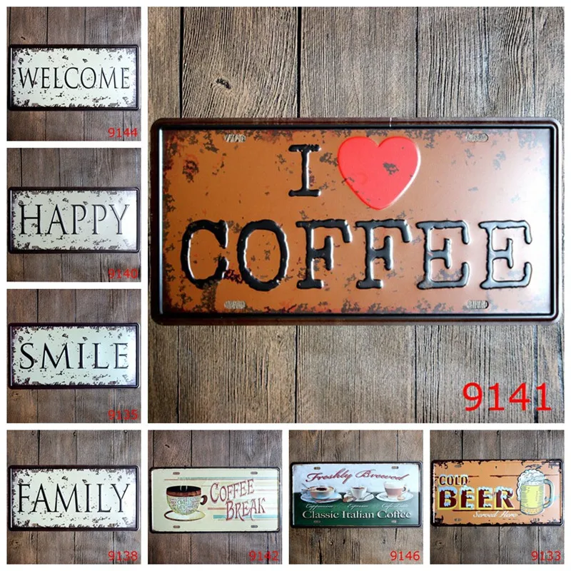 

Creative Vintage Metal Tin Signs Car Number License Plate Plaque Poster Bar Club Wall Garage Home Decoration 15*30cm