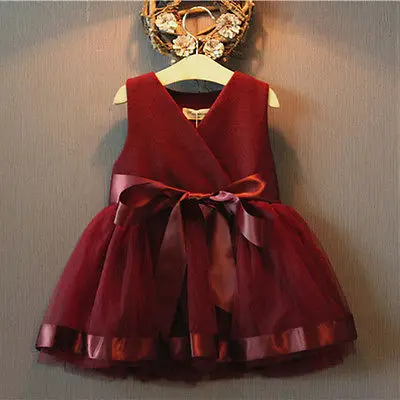 wine red baby dress