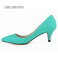 Loslandifen/весна Для женщин из искусственной кожи пикантные острый носок Обувь на высоких каблуках большие размеры 34–42 дамы Карамельный цвет