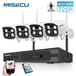 MISECU 4CH NVR Беспроводной CCTV Системы 720 P HD WI-FI IP Камера аудио запись открытый Водонепроницаемый Ночное видение P2P безопасности домашний комплект