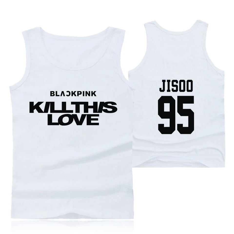 Blackpink KILL THIS LOVE жилет Корейский Летний с круглым вырезом популярная летняя уличная модная повседневная одежда без рукавов для мужчин/женщин