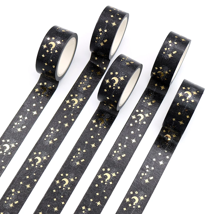 

1 PCS Gold Foil Washi Tape Office Adhesive Scrapbooking Tools Kawaii Photo Album Cute Decorative Paper Crafts Christmas Craft