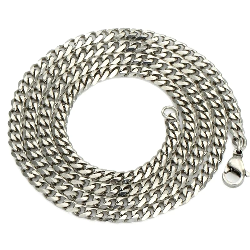 

Fashion Men's Jewelry 5/7MM 20"/22"24" inch Stainless Steel Silver Curb Cuban Chain Necklace for Gift Party Wedding