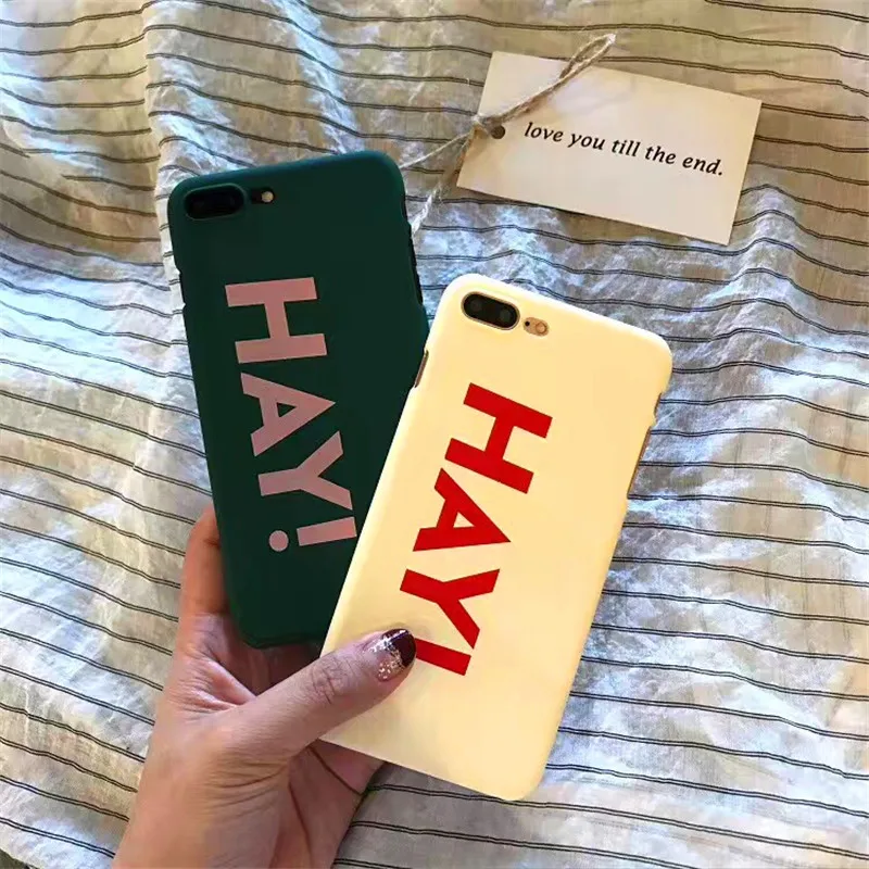 

Fashion Letter HAY Case For iphone X Funny Cartoon Letter Hard PC case For iphone 6 6S 7 8 Plus Back Cover Coque