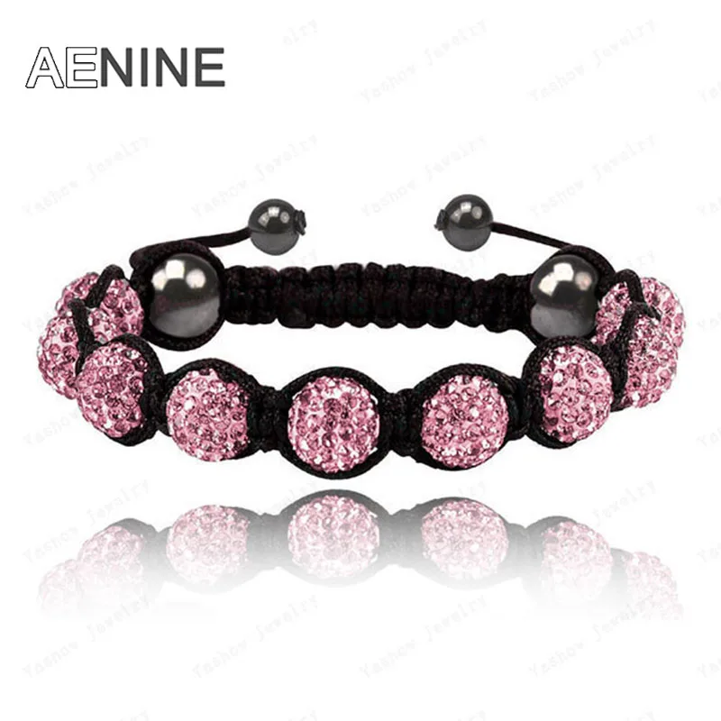 Women Crystal Rhinestone Bracelet 10mm Micro Pave CZ Disco Ball Beads