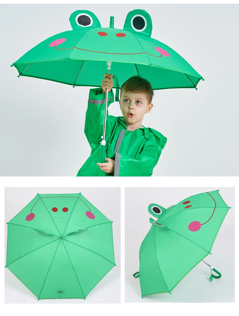 12.Cute Cartoon Children Umbrella Animation Creative Long-handled 3D Ear Modeling Kids Umbrella for Boys Girls