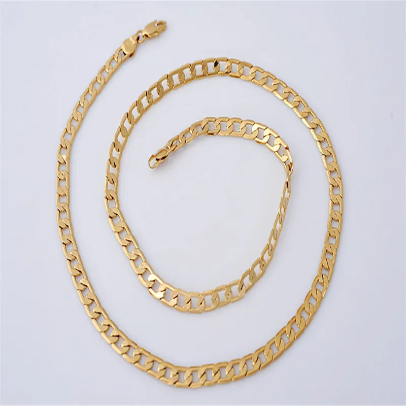 Wholesale Price 18K Solid Yellow Gold Filled/Plated Link Necklace Chain Long Necklace Unisex ...