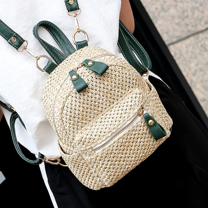 

Girls Fashion Weave 101406 Hollow Beach Bag Women Casual Summer Straw Mini Backpack