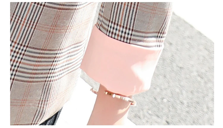 Корейский Клетчатый Блейзер, женский пиджак, осень, Повседневный офисный женский пиджак размера плюс, однобортный, на пуговицах, с зубцами, Женский блейзер