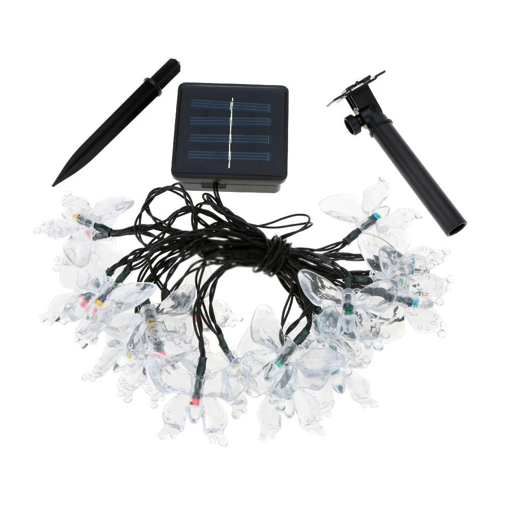 

4.7M 20 Led Solar Fairy Light String Lamp Multi Color Butterfly Xmas Party