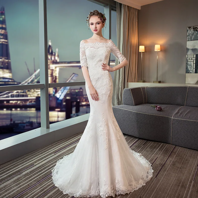 off the shoulder elegant wedding dress