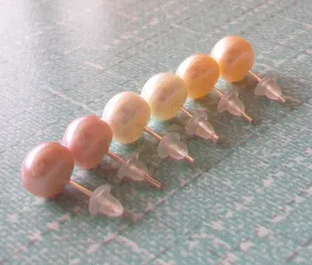 

7-8mm Freshwater Pearl Earrings Stud Earrings SILVER PLATED Jewelry Girls' Female Jewellery, 100 pairs/lot