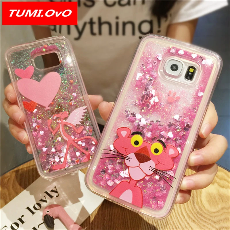 

Soft Cover For Samsung Galaxy S8 Plus S7 S6 Edge A3 A5 J1 J3 J5 J7 2016 2017 Case Pink Panther Dynamic Liquid Quicksand Cases