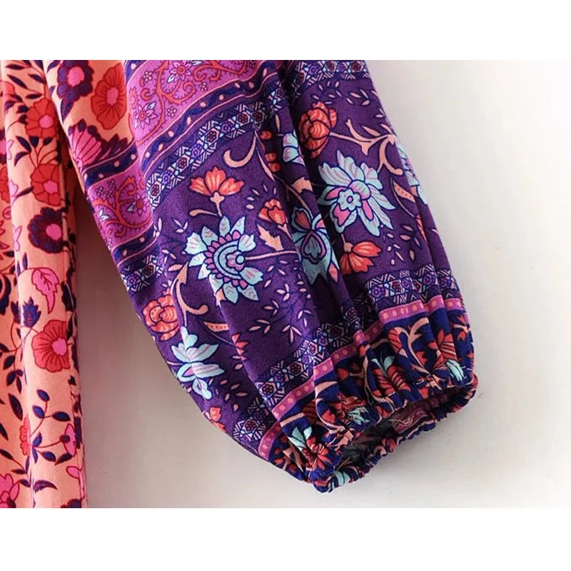 TEELYNN pink boho dress rayon floral print long dess V-neck long sleeve tassel women dresses 2018 autumn bohemia femme dresses TEELYNN pink boho dress rayon floral print long dess V-neck long sleeve tassel women dresses 2018 autumn bohemia femme dresses