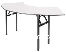 Folding crescent banquet table Plywood 18mm with PVC White top steel folding leg 2pcs carton fast
