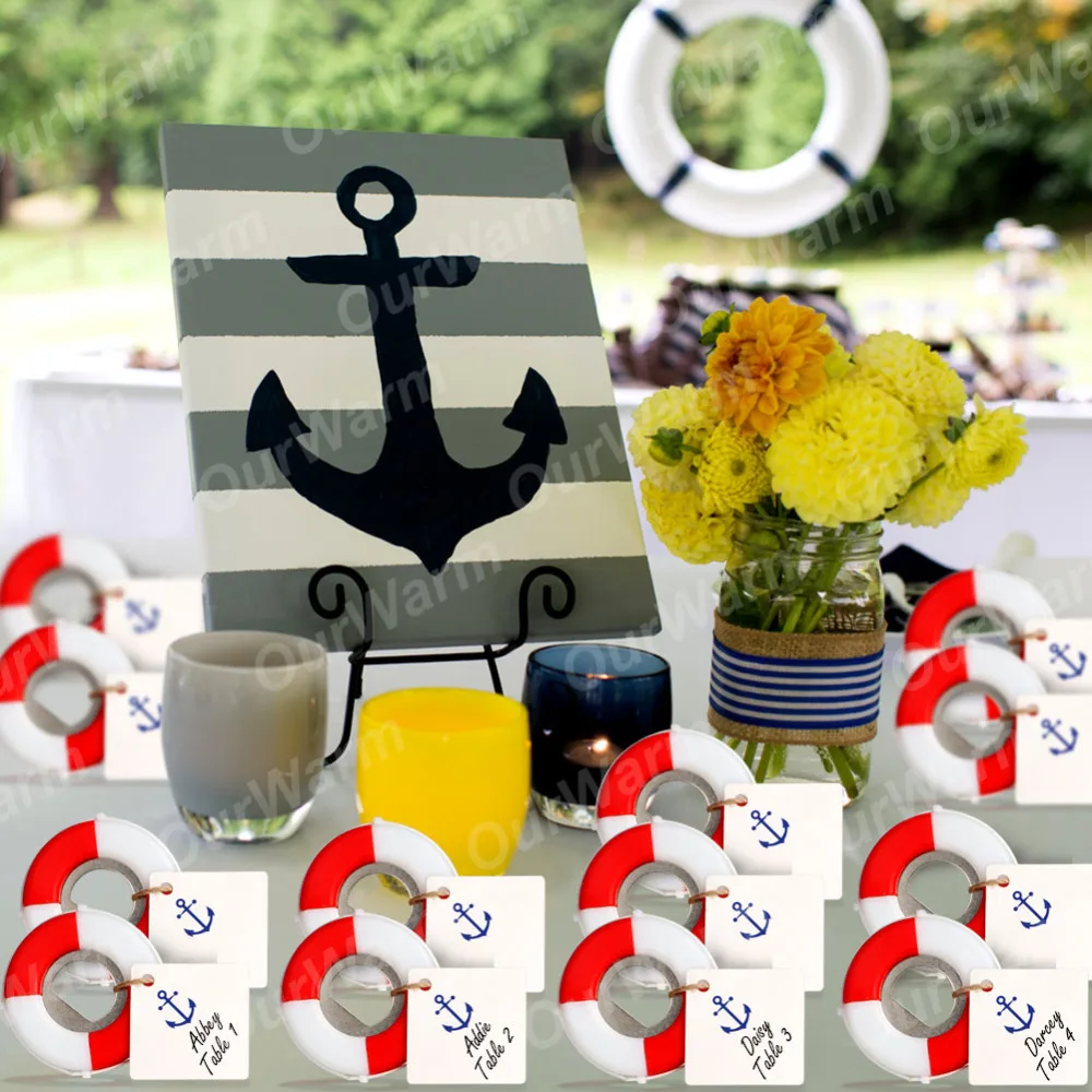 OurWarm морские свадебные подарки для гостей Сувениры 10 шт. спасательный круг открывалка для бутылок свадебный подарок вечерние сувениры для детский душ