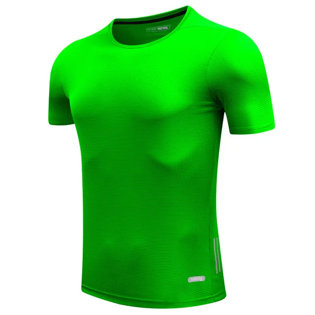 Мужские и женские футболки для бега, спортивные шорты+ короткие рукава, дышащие тренировочные костюмы для бега, бадминтона, тенниса, гольфа - Цвет: Green T-shirt