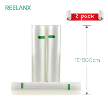 

REELANX Vacuum Bags for Vacuum Packer 2 Rolls / 1 Slot 15*500cm Storage Bag for Food Vacuum Sealer Fresh Packing Packaging