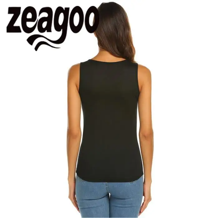 Zeagoo дерево Повседневное с круглым вырезом без рукавов Slim Fit Мягкая футболка Для