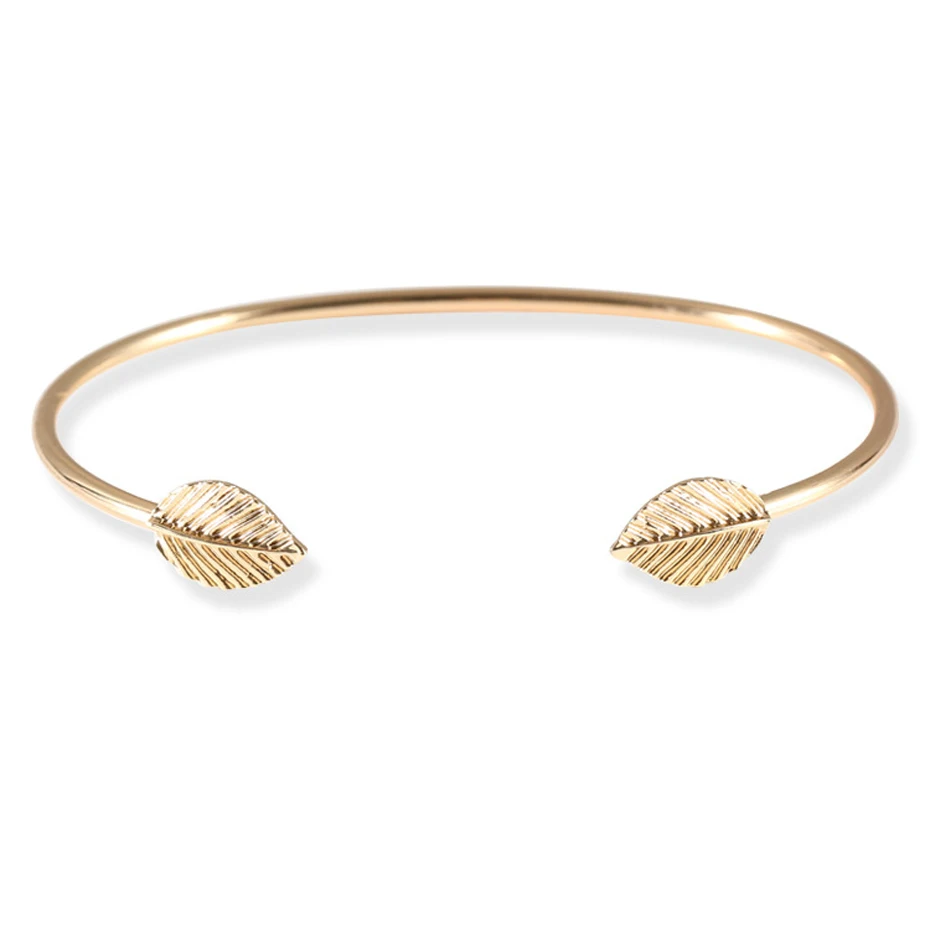 EVERLEAD Bangle Set Fashion Knot Bangle simple personality leaf open bracelet fashion bangle Simple Leaf  (4)