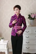 Free Shipping Purple Chinese Tradition Ladies’ Tang Suit Silk Satin Jacket V-neck Coat Flower Outwear S M L XL XXL XXXL T02