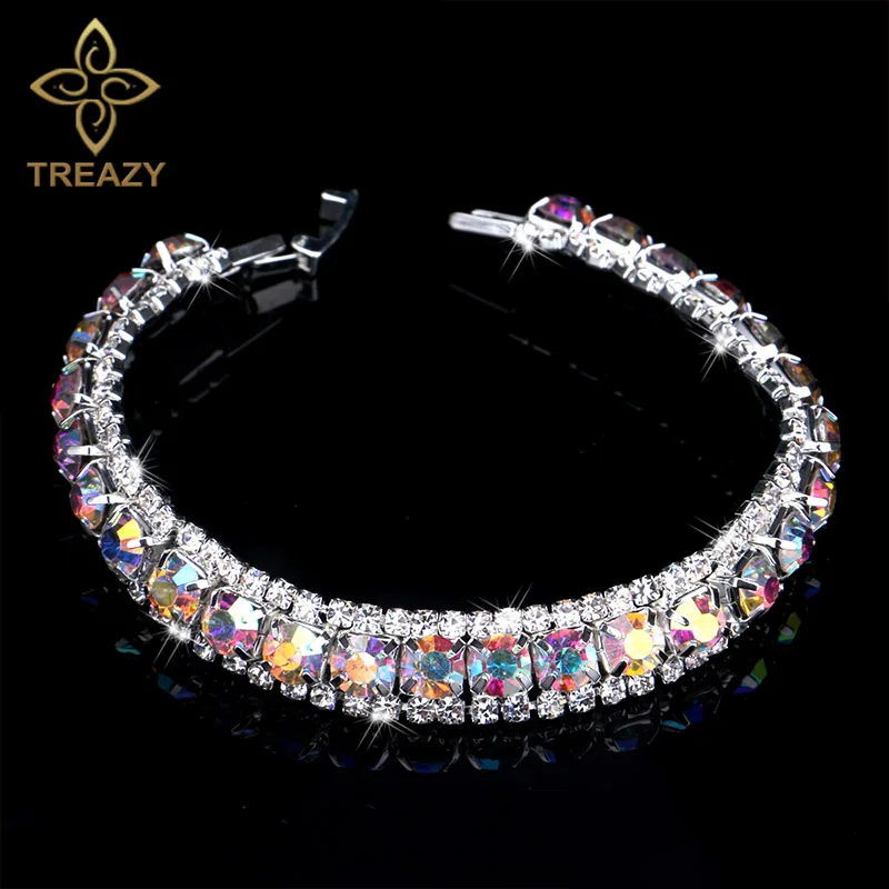 Женский браслет с кристаллами TREAZY 3 цвета стразы свадебные украшения