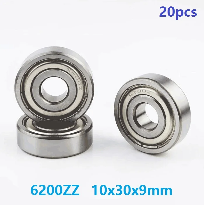 20 шт./лот 6200ZZ 6200-ZZ 6200 ZZ 2Z 10*30*9 мм глубокий шаровой подшипник 10x30x9 шариковые