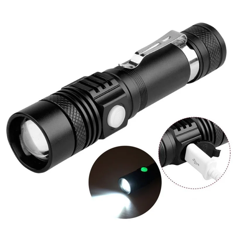 

LED Rechargeable Flashlight USB-Charger Powerful Super Bright Waterproof Zoomable Mini Flashlight 18650 Recharge For Outdoor