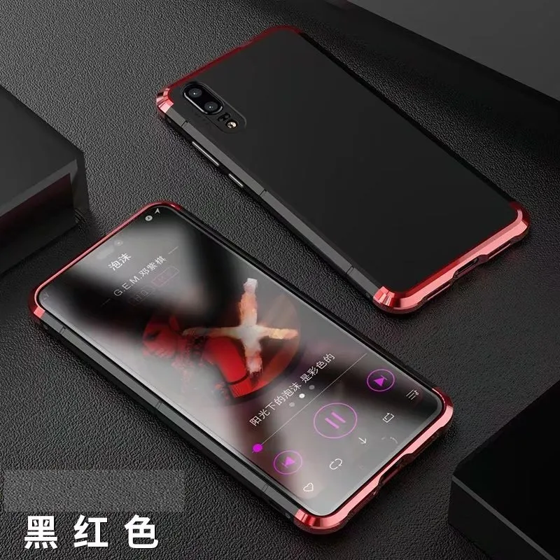 Роскошный металлический каркас для huawei P20 чехол 3в1 ударопрочный Алюминиевый бампер+ ПК Тонкий задний Чехол для huawei P20 Pro Чехол для телефона - Цвет: black red