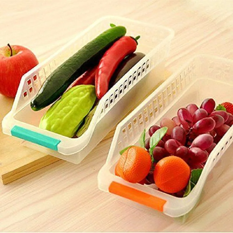 Plastic Slide Drawer Kitchen Fridge Freezer Space Saver Organizer Refrigerator Storage Rack Shelf Holder separadores para cajone