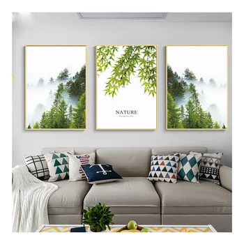 

Natural Realist Scenery Home Decor Print Poster Nordic Canvas Painting Fog Forest Plant Landscape Living Room Picture Wall Art