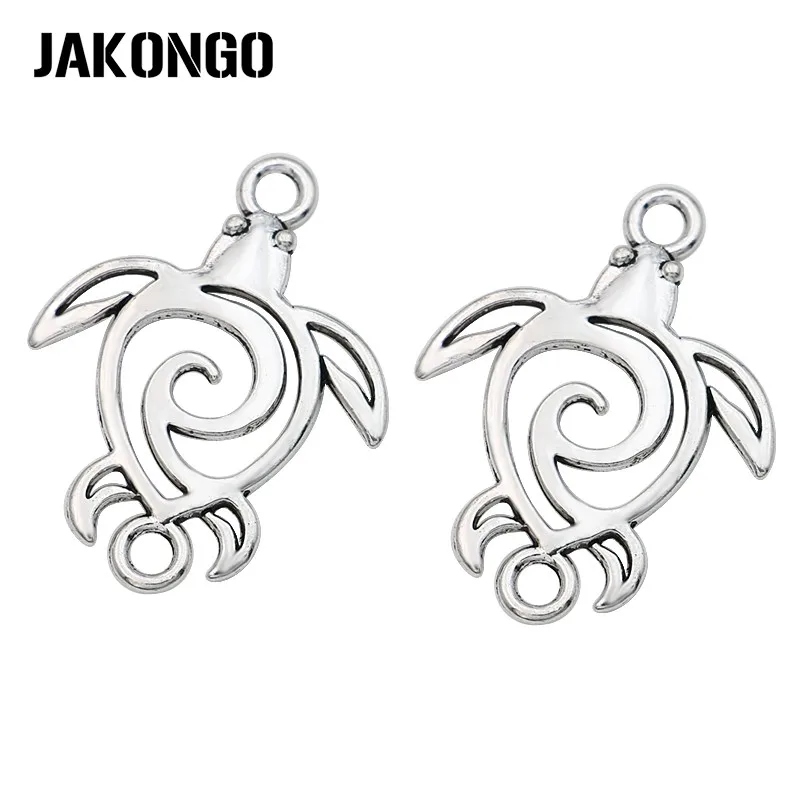 

JAKONGO Antique Silver Plated Hollow Tortoise Connectors for Making Bracelet Handmade DIY Jewelry Accessories 37mm*28mm 5pcs