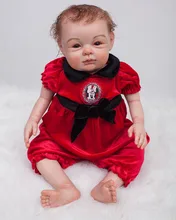 22 inch Christmas Gift Doll Lifelike & Realistic Poseable Brown Eyes Baby Girl Doll With Wispy Curly Hair
