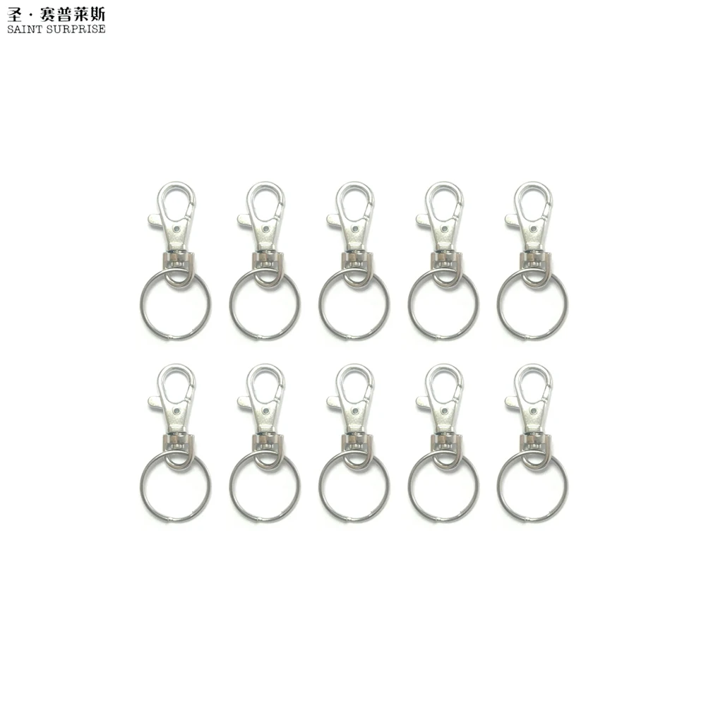 Split Ring Swivel Lobster Clasp Clips 10pcs Classic Key Chain Silver Metal Key Hooks Keychain ...