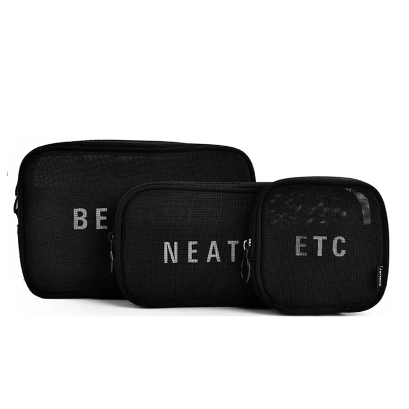 

2018 Lady High Quality Mesh Cosmetic Bag casual Make Up Bag Women Small Bag Mesh Pouch Portable Travel Storage Bag