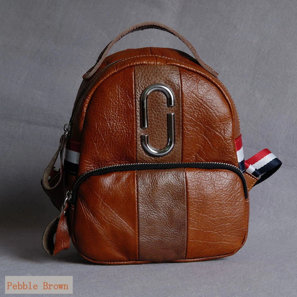 

Fashion Backpacks 100% Genuine Leather Brown Mini Backpack Real Leather with Fashiion Strap