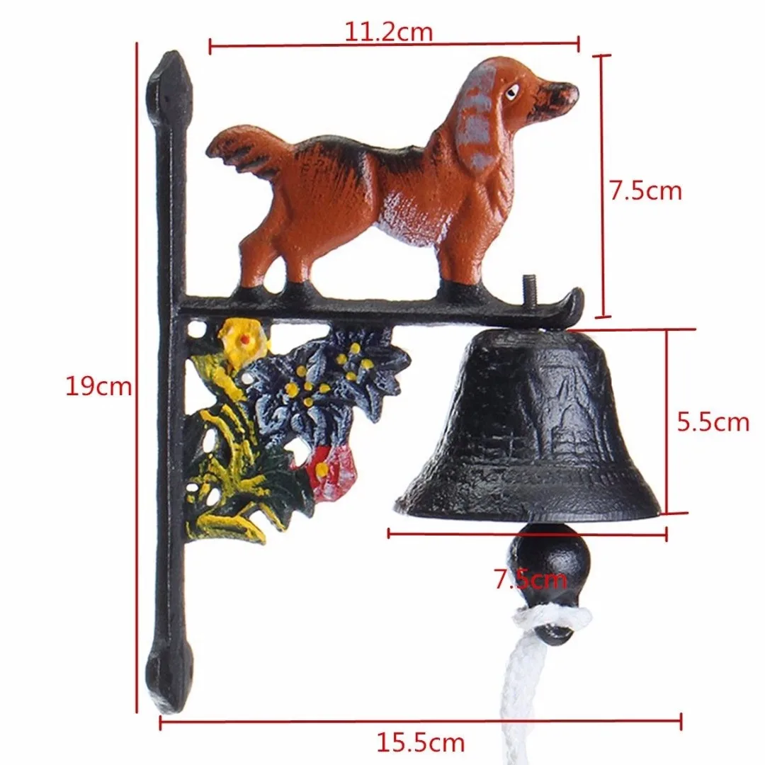 Vintage Style Rusted Dog Cast Iron Door Bell Wall Mounted Garden Decoration Access Control NEW